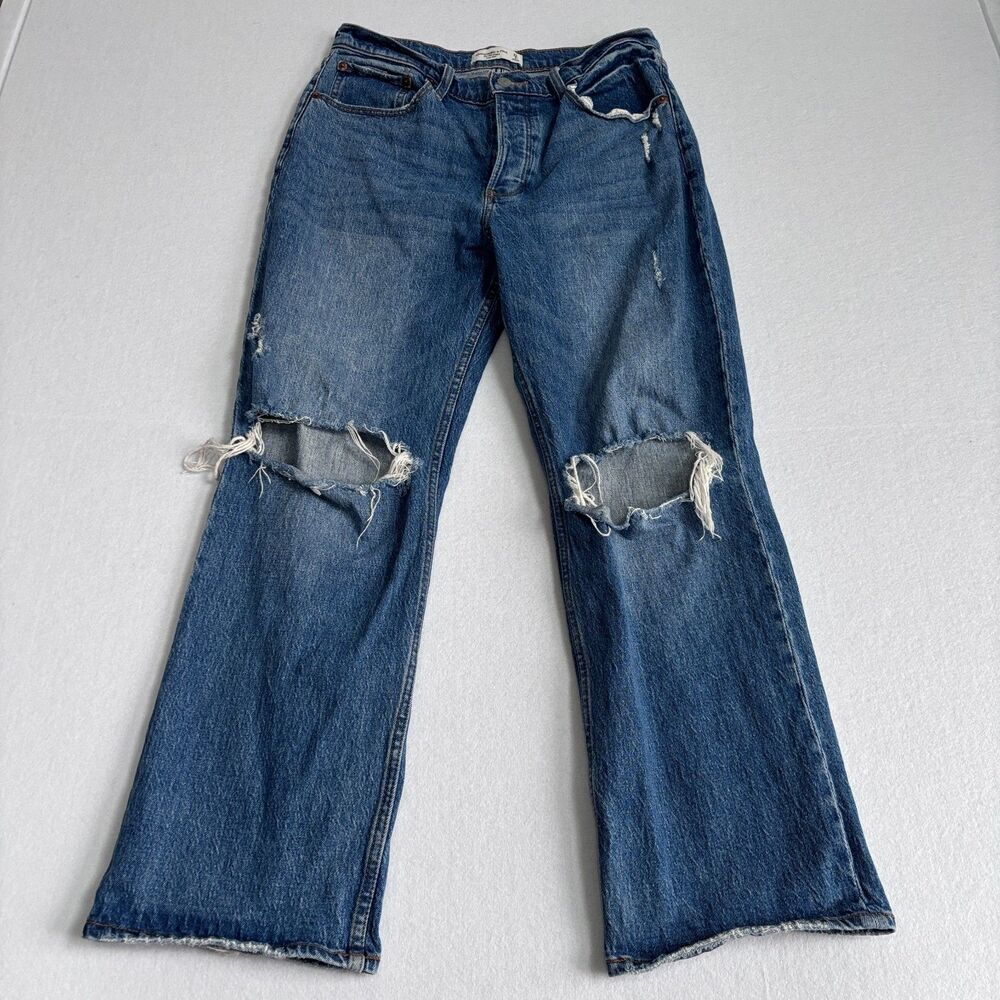 Abercombie & Fitch 90's Baggy Low Rise Jeans Women's 29/8 Short Distressed